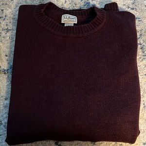 LL Bean burgundy 100% cotton crewneck long sleeves men’s sweater Sz XXL - tall